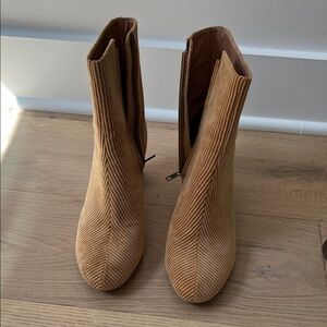 Madewell Corduroy Ankle Booties in Tan